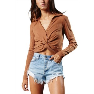 Women's Twist Front Solid Top - BUCKETLIST - 1 of 3