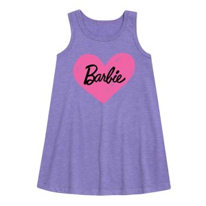 - Barbie - Hand Painted Heart Graphic Sleeveless Aline Dress - 1 of 2