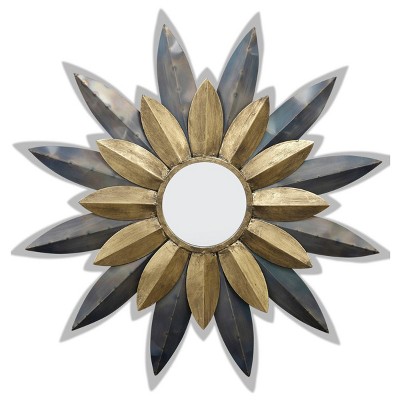 Star Struck Metal Wall Mirror Gold - StyleCraft: Transitional Iron Framed, Round, No Assembly Required