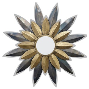 Star Struck Metal Wall Mirror Gold - StyleCraft: Transitional Iron Framed, Round, No Assembly Required - 1 of 4