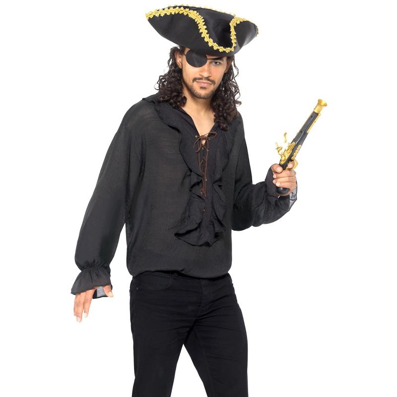 Smiffy Pirate Shirt Men's Costume (Black), 1 of 3