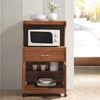 Microwave Kitchen Cart in Cherry - Hodedah - 3 of 4