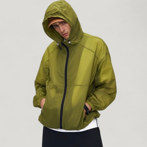 Anna-Kaci Active Men's Lightweight Hooded Zip-Up Windbreaker Jacket with Elastic Cuffs - Medium, Green