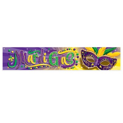 Beistle Mardi Gras Banner, 12" x 5', (1/Pkg) Multicolored
