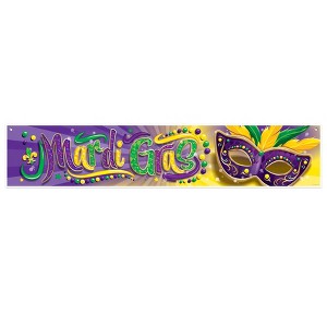 Beistle Mardi Gras Banner, 12" x 5', (1/Pkg) Multicolored - 1 of 2