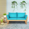 Tangkula Adjustable Patio Sofa Daybed Acacia Wood Furniture w/ Navy & Turquoise Sets Cushion - 2 of 4