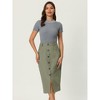 Hobemty Women's Linen High Waist Knee Length Button Front Pencil Skirts - 2 of 4