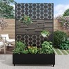 MAYEERTY Planter Box with Trellis Iron Black Louvered Classic Helen Street 01 Combined Style 72x47x16in 3-Piece Set - 2 of 4