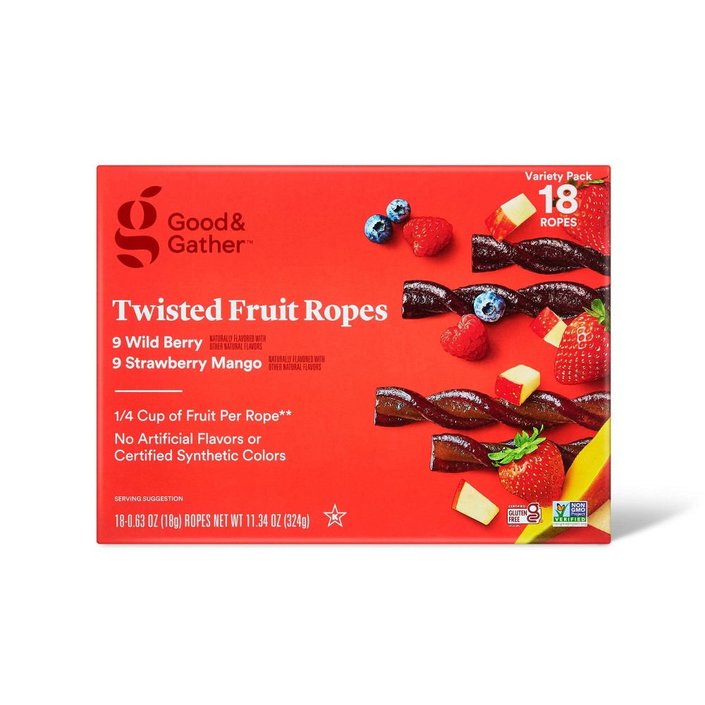 Strawberry Mango &#38; Wildberry Twisted Fruit Ropes - 18ct - Good &#38; Gather&#8482;