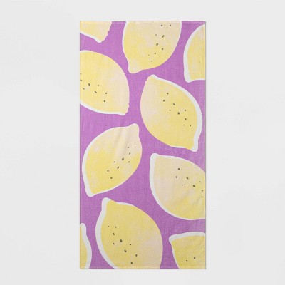 Lemon Printed Bath Towel Purple - Sun Squad™