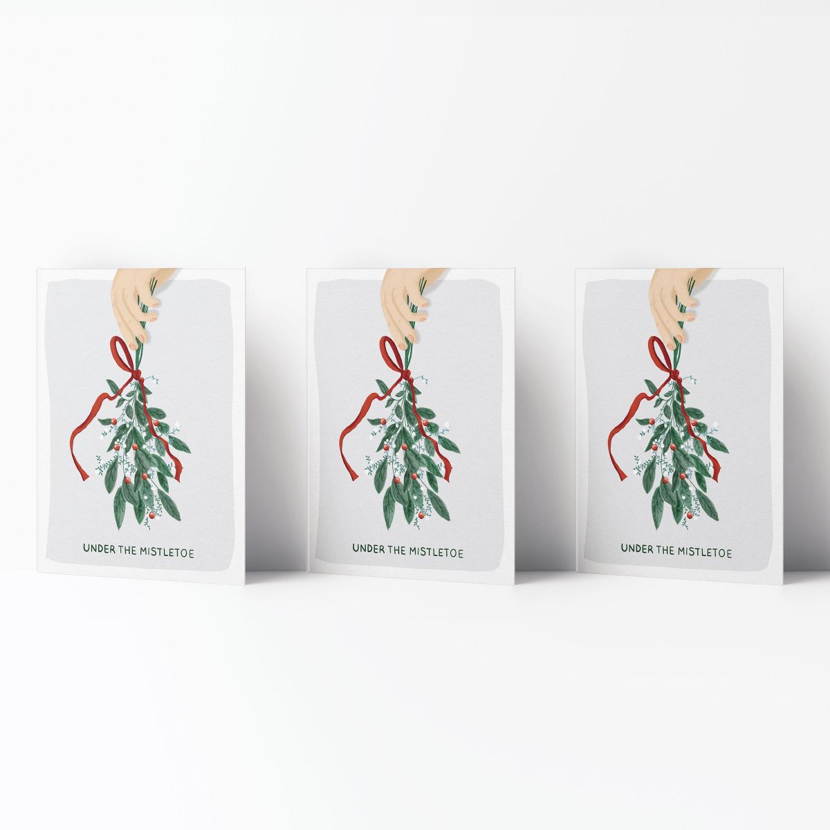 Winter/Holiday Greeting Card Pack Sets (3 ct) Under The Mistletoe by Ramus & Co