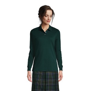 Lands' End School Uniform Women's Long Sleeve Interlock Polo Shirt - 1 of 4