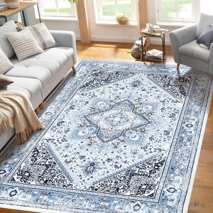 Vintage Oriental Distressed Large Area Rug 9x12 Washable Rugs for Living Room Stain Resistant Throw Carpet with Non-Slip Backing - 1 of 4