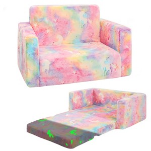 Inhand Kids Sofa, 2-in-1 Soft Toddler Couch Fold Out, Toddler Chair Comfy with Cute Designs, Convertible Sofa to Lounger for Girls and Boys - 1 of 4