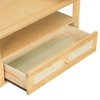 Bestier Modern Coffee Table with Storage Shelf, 2 Tabletops and 1 Rattan Storage Drawer for Living Room - 4 of 4