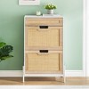 Whizmax Natural Rattan 2 Flip Door with 1 Drawer Shoe Cabinet Organizer Freestanding, Shoe Rack Storage Cabinet for Slippers, Sneakers, Heels, Boots - 3 of 4