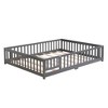 CAVINAS Kids Toddler Bed with Door,Full/Twin/Queen Size Floor Bed with Fence,Montessori Bed for Bedroom Playroom,Brown/White/Gray - 2 of 4
