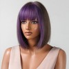 Jessie's Wig 10 Inch Short Bob Wig With Bangs Synthetic Hair Purple Color Highlight 1 Pc/Pack - 2 of 4