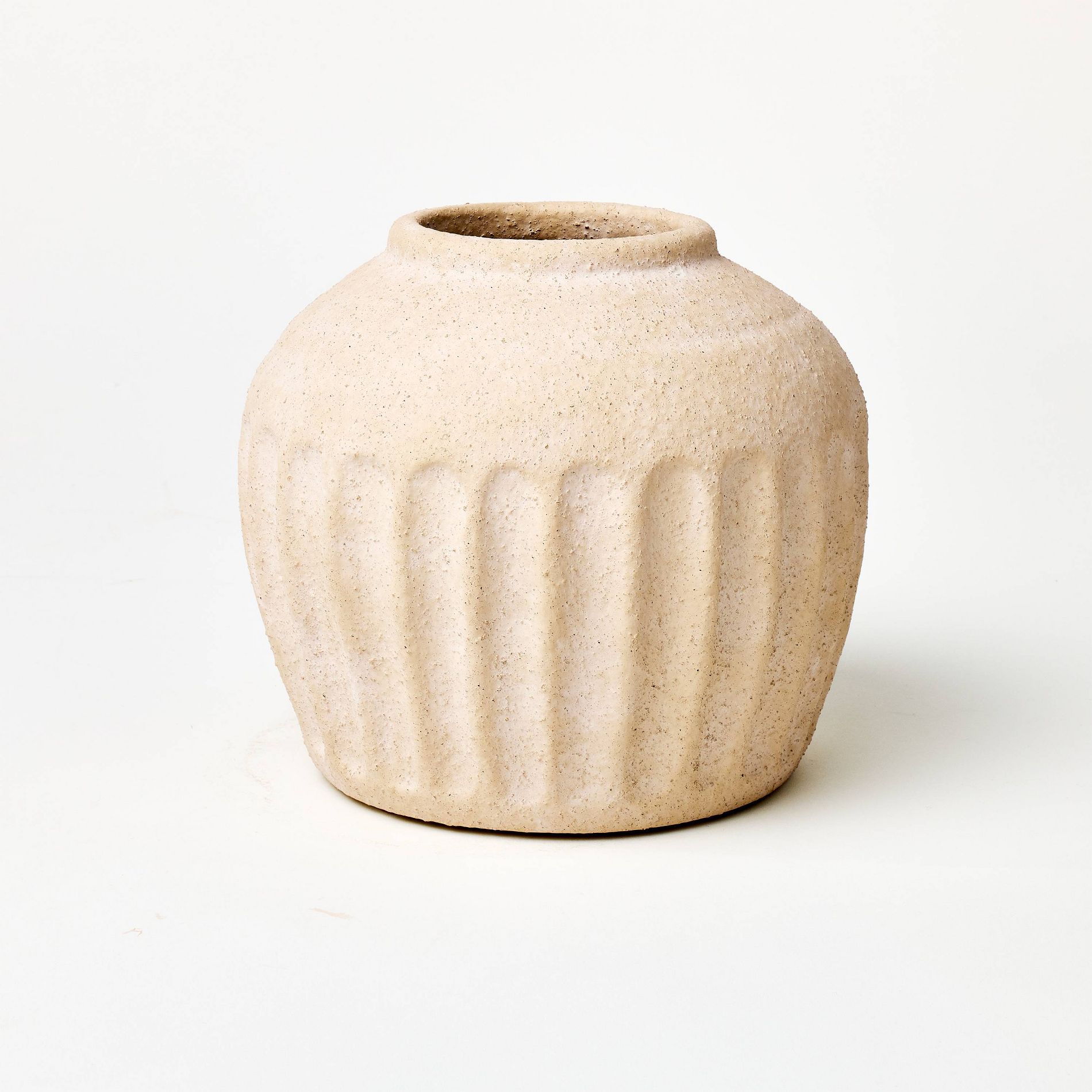 Short Carved Ceramic Vase - Threshold™ designed with Studio McGee: 6.75" Terracotta Tabletop Decor