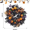 Halloween Wreath for Front Door, 20 Inch Pumpkin Wreaths with 20 LED Lights Ball Ornaments Berries, Pre Lit Halloween Decorations for Indoor Outdoor - 3 of 4