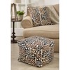 Saro Lifestyle Kuba Cloth Pouf, 20"x20"x14" Square, Black - 3 of 3