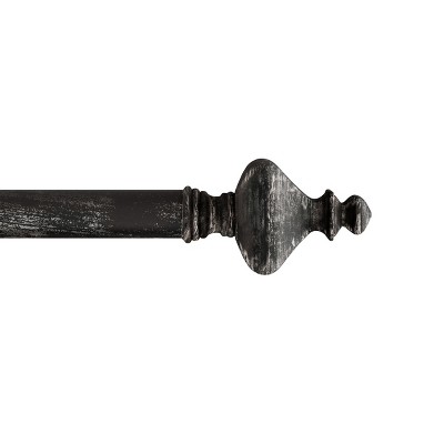 Hastings Home 1" Curtain Rod with Finials - Black