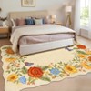 Washable Modern Floral Print Summer Spring Area Rugs, Soft Non Slip Botanical Floor Carpet for Home Office - 4 of 4