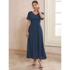 INSPIRE CHIC Women's Short Ruffle Sleeve Chiffon V Neck Pleated A-Line Maxi Dresses - 3 of 4