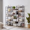 Triple Wide Industrial Bookcase with Metal Frame 14 Open Shelves and Anti-Tip Design for Home Office Storage 70.1in Tall-3irtyhousy - 2 of 4