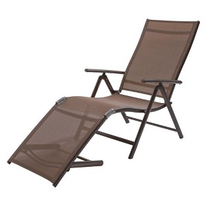 Outdoor Aluminum Adjustable Chaise Lounge - Brown/Black - Crestlive Products: Weather-Resistant, No Assembly Required - 1 of 4