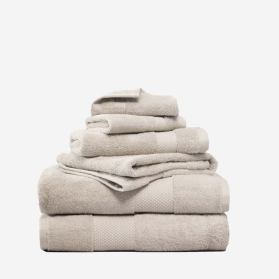 Farm to Home Organic Cotton Towel Set of 6, GOTS & Oeko-TEX Certified, 2 Bath Towels, 2 Hand Towels & 2 Washcloths - Sand