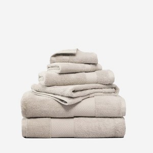Farm to Home Organic Cotton Towel Set of 6, GOTS & Oeko-TEX Certified, 2 Bath Towels, 2 Hand Towels & 2 Washcloths - Sand - 1 of 2