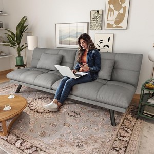 UNISOAR Sofa Bed Convertible 70 inch Solid Wood Couch for Living Room, Water-Resistant Fabric, 2 Cushions,Dark Grey/Brown/Light Grey/Black/Blue - 1 of 4