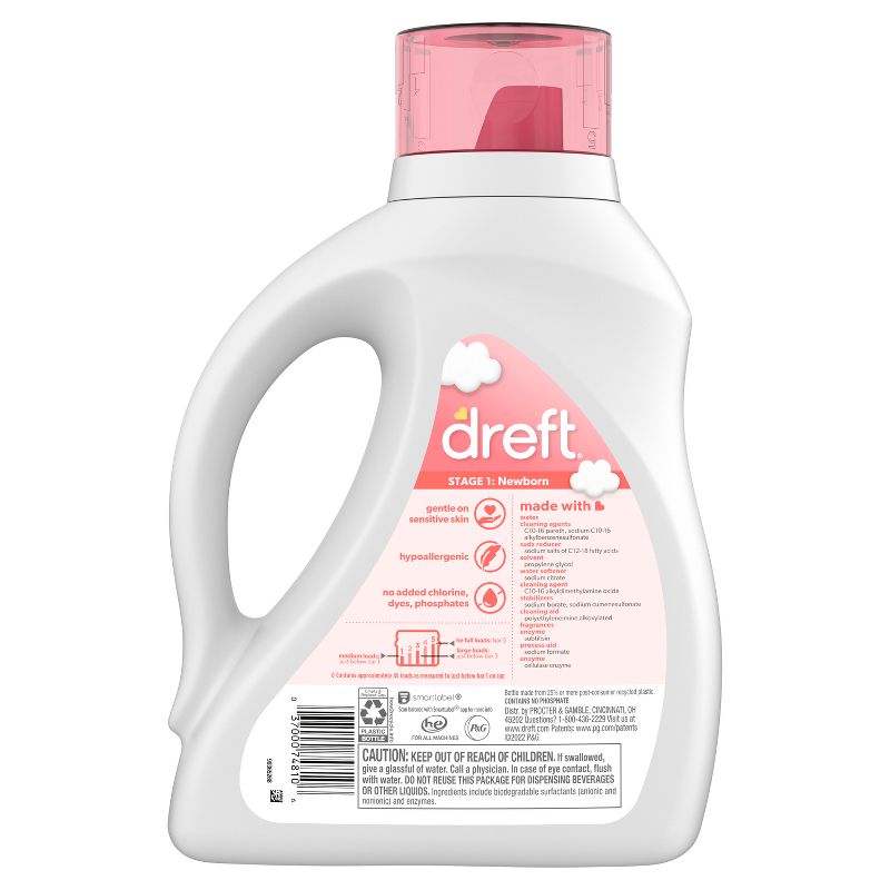 Dreft Stage 1: Newborn HE Compatible Hypoallergenic Baby Liquid Laundry Detergent , 4 of 18