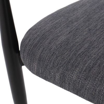 Charcoal Upholstered Arm Chairs with Black and Gold Metal Frame