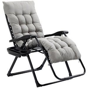 PAGED Folding Chairs Zero Gravity Chair with Padded Cushion and Side Tray for Camping, Garden, Backyard, Patio - 1 of 4