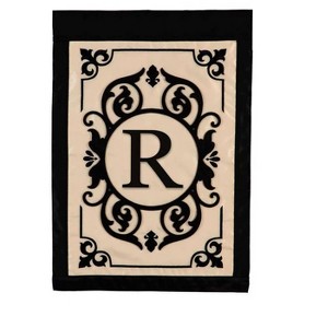 Evergreen Flag Cambridge Chic Letter R Monogram Applique Garden Flag - 12.5" Wide x 18" High - 1 of 4
