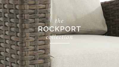 Rockport Cream and Light Brown Wicker Loveseat with Tufted Back