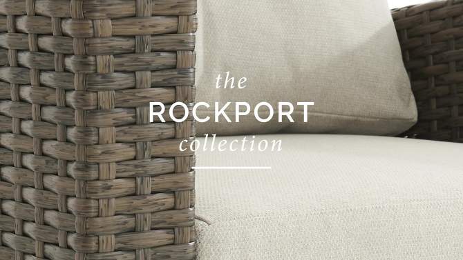 Rockport Outdoor Wicker High Back Sofa - Oatmeal/Light Brown - Crosley, 2 of 13, play video