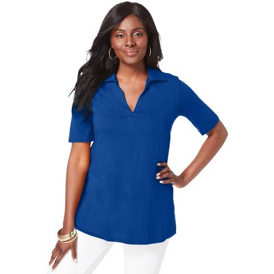 Jessica London Women's Plus Size Stretch Cotton Polo Tee