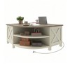 Farmhouse Lift Top Coffee Table with Hidden Space Storage Modern Cured Center Table with Charging Station For Living Room Bedroom, Off White - 2 of 4