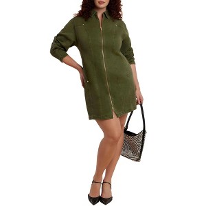 ELOQUII Denim Mini Dress With Zipper Detail - 1 of 3