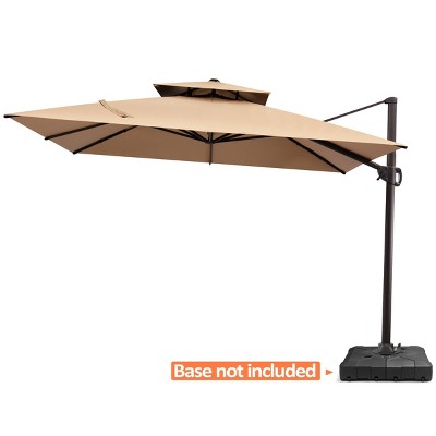Pellebant 11 x 11 FT Outdoor Patio Cantilever Umbrella with Crank and 360 Degrees Rotation