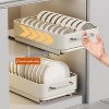 Steel Dish Drainer Crockery Expandable Organiser with Drying Mat, Storage Shelves, 2-in-1 Pot Lid Holder for Kitchen, Cupboards - 4 of 4
