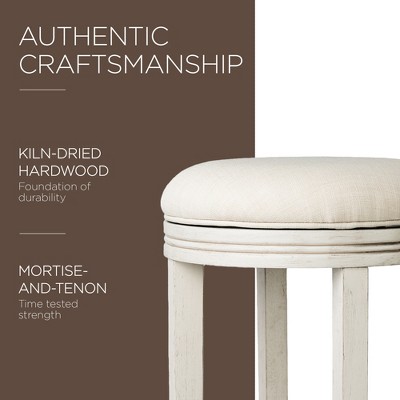 White Oak Backless Swivel Counter Stool with Upholstered Seat