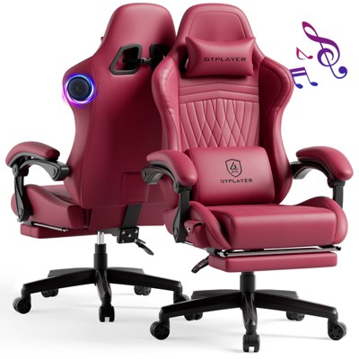 GTPLAYER ACE-Pro Gaming Chair with Footrest, Dual Bluetooth 5.1 Speakers PVC Leather Recliner