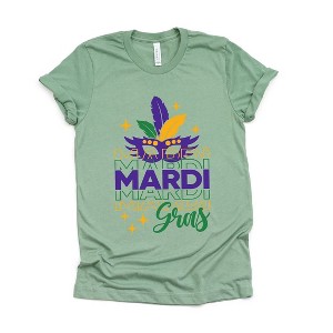 Simply Sage Market Women's Mardi Gras Mask Sparkle Short Sleeve Graphic Tee - 1 of 4