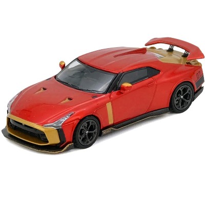 Nissan GT-R50 By ItalDesign Red Metallic with Gold Accents 1/64 Diecast Model Car by Inno Models