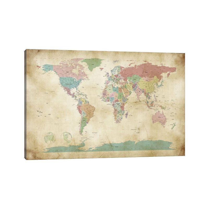 World Cities Map by Michael Tompsett Unframed Wall Canvas - iCanvas, 1 of 7