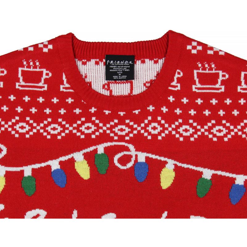 Friends TV Series Men's Logo And Holiday Lights Ugly Christmas Sweater, 4 of 6